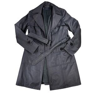Anne Klein‎ Women's Classic Black Trench Coat Belted Petite Medium Career